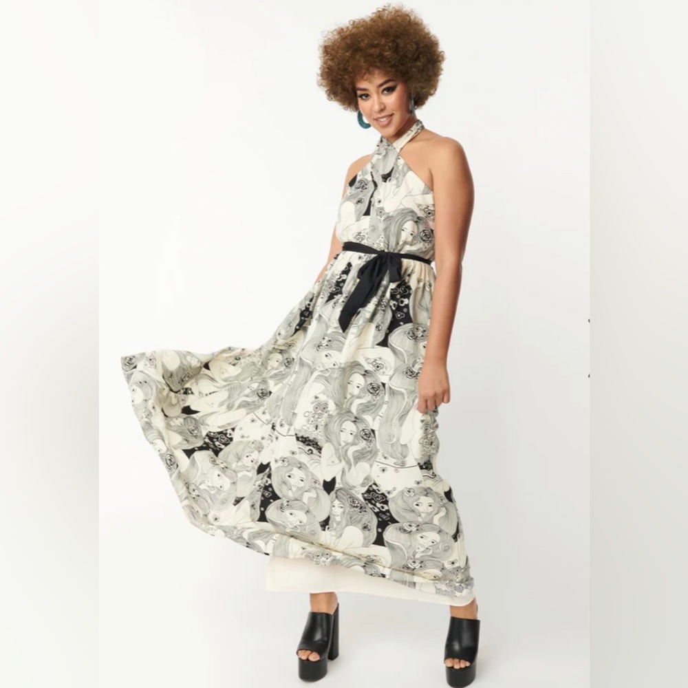 Unique Vintage Smak Parlour NWT Psychedelic Goddess Print Maxi Dress - Picture 2 of 6